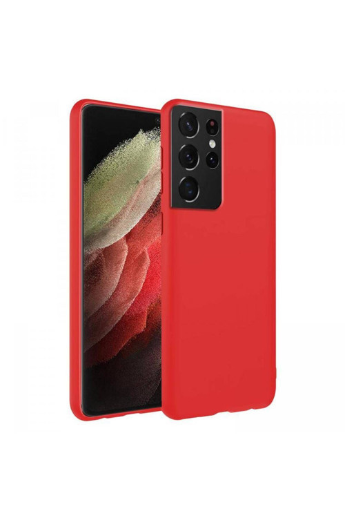 Samsung Galaxy S21 Ultra Ince Mat Silikon Kılıf Kırmızı