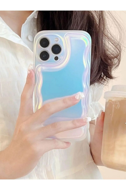 İphone 14 Pro Max Zigzaglı Hologramlı Puf Kılıf