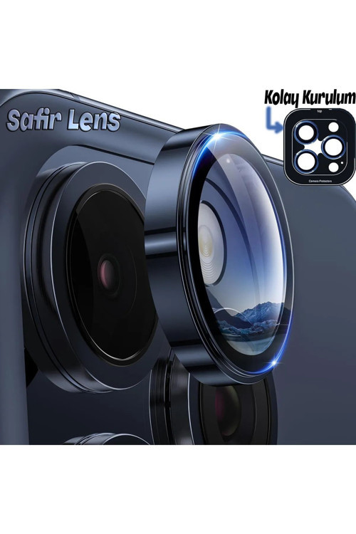 Apple Iphone 15 Pro Gerçek Cam Safir Lens Koruma Mavi