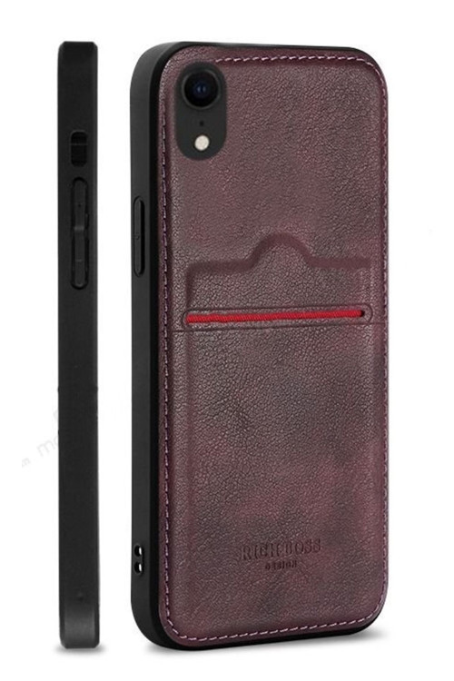 Iphone Xr Uyumlu Kartlıklı Rich Boss Lüx Deri Kılıf Koyu Kırmızı