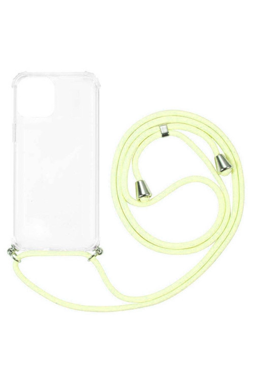 Apple İphone 14 Pro Max 6.7'' Boyun Askılı Şeffaf Tank Kılıf Neon Sarı