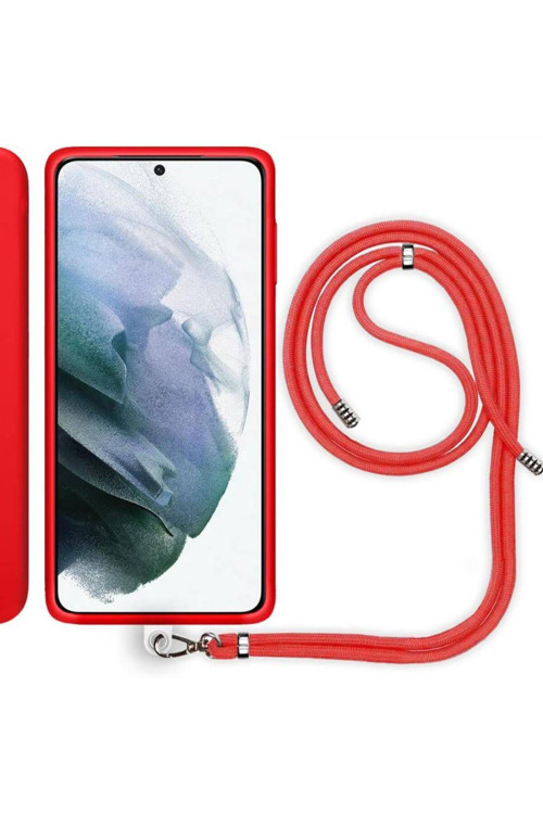 Xiaomi Redmi 10C İp Askılı Silikon Kılıf Kırmızı