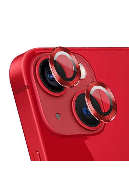 Apple İphone 14 6.1'' Metal Çerçeveli Kamera Koruma Lensi Kırmızı