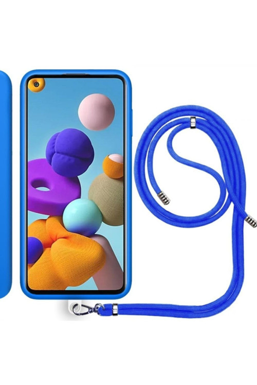 Samsung Galaxy A21S (A217F) Ip Askılı Silikon Kılıf Mavi
