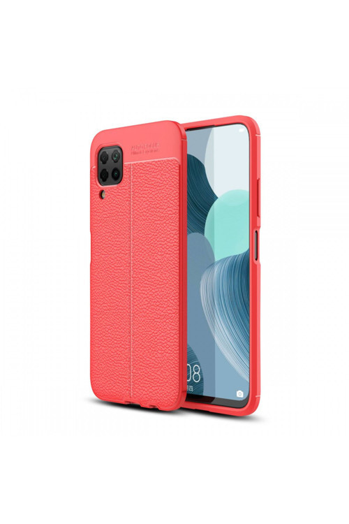 Huawei P40 Lite Deri Görünümlü Silikon Kırmızı