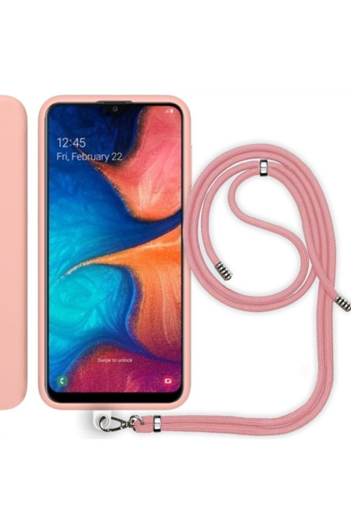 Samsung Galaxy A20 (A205F) Ip Askılı Silikon Kılıf Pembe