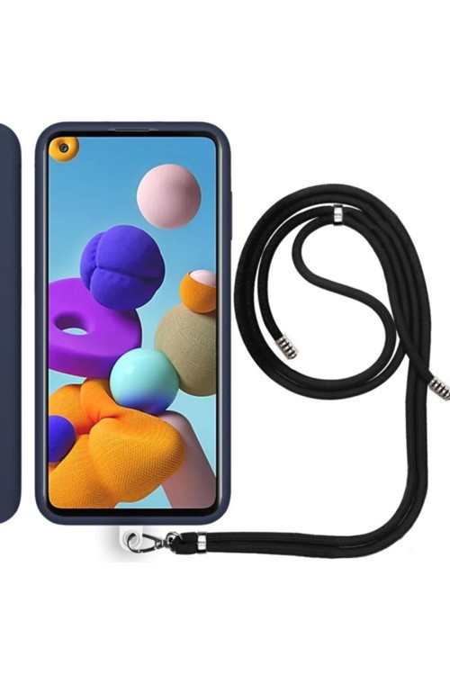 Samsung Galaxy A21S (A217F) Ip Askılı Silikon Kılıf Lacivert