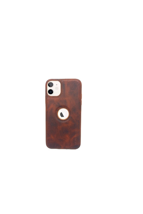Uyumlu Iphone 11 Hole Deri Kılıf A.Kahve
