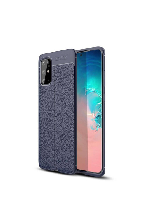Samsung Galaxy S20 Plus Deri Görünümlü Silikon Lacivert