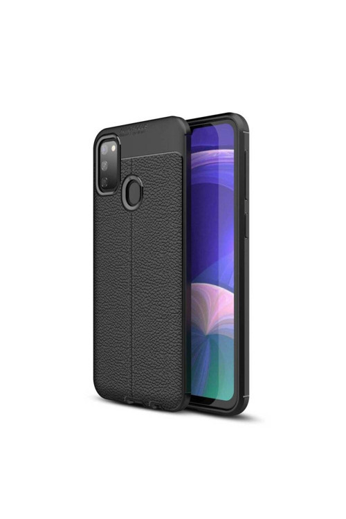 Samsung Galaxy M30S Deri Görünümlü Silikon Siyah