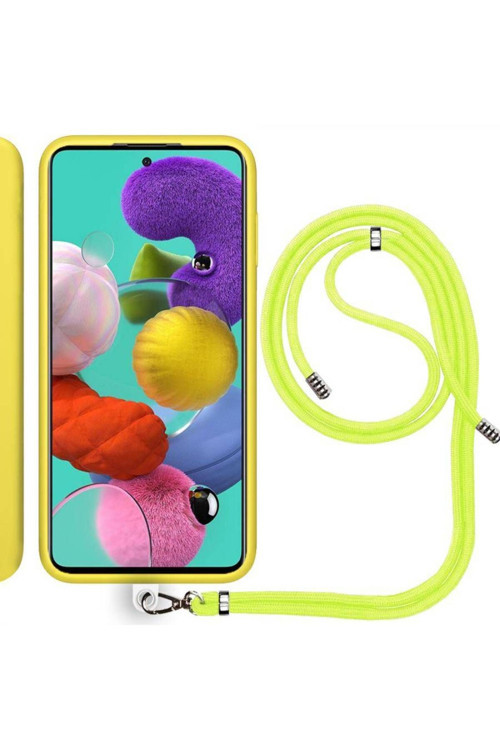 Samsung Galaxy M12 Ip Askılı Silikon Kılıf Sarı
