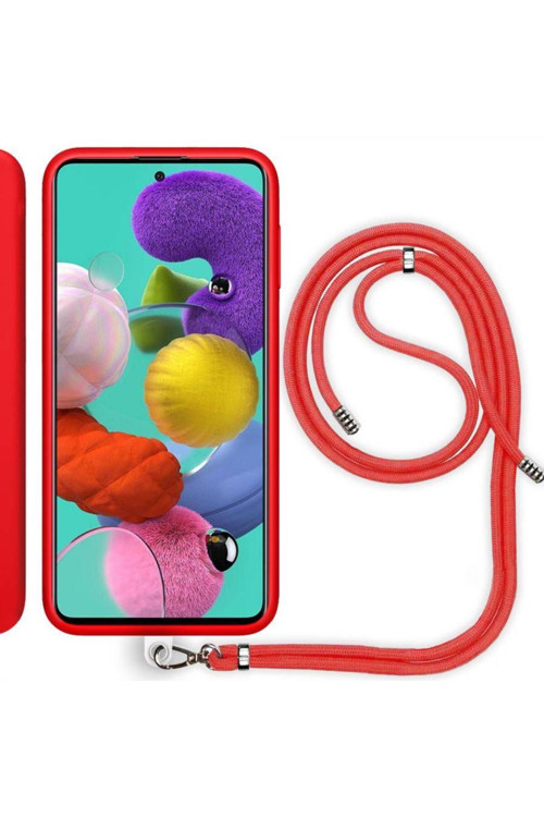 Samsung Galaxy A22 Ip Askılı Silikon Kılıf Kırmızı