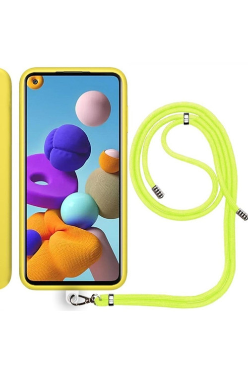 Samsung Galaxy A21S (A217F) Ip Askılı Silikon Kılıf Sarı