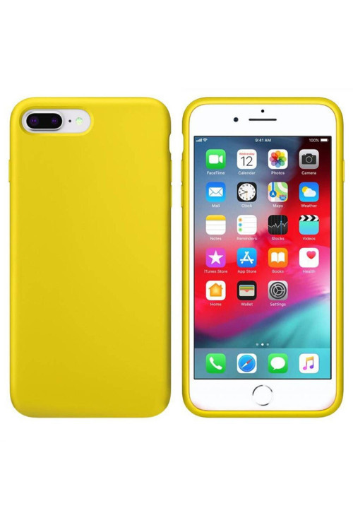 Apple Iphone 7 Plus Içi Kadife Silikon Kılıf Sarı