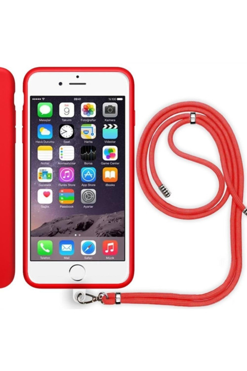 Apple Iphone 6 Ip Askılı Silikon Kılıf Kırmızı