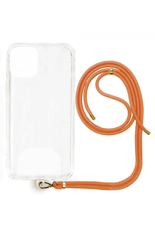 Samsung Galaxy A7 2016 Ip Askılı Şeffaf Silikon Kılıf Turuncu