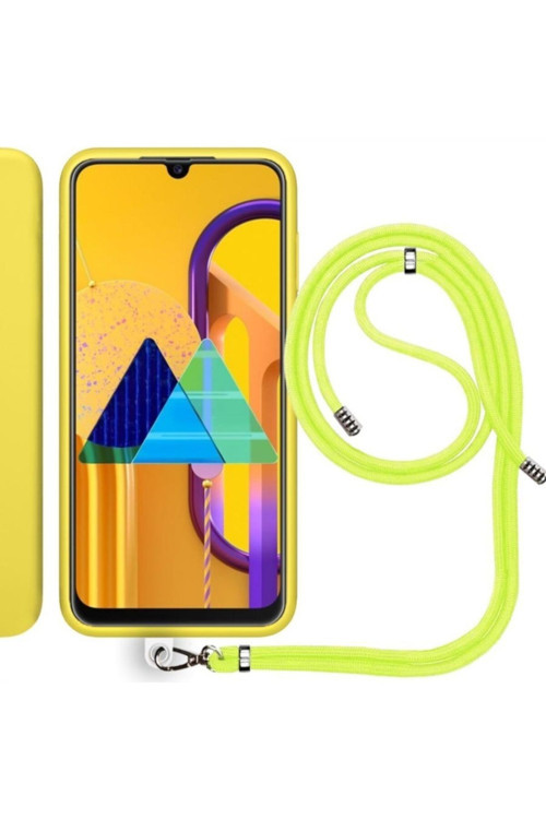 Samsung Galaxy M30S (M307F) Ip Askılı Silikon Kılıf Sarı