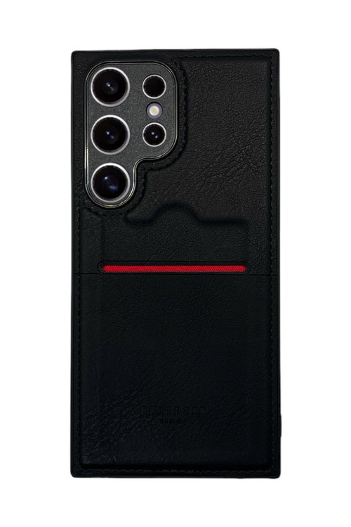 Samsung Galaxy S24 Kartlıklı Rich Boss Lüx Deri Kılıf Siyah