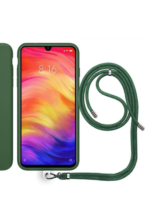 Xiaomi Redmi Note 7 Pro Ip Askılı Silikon Kılıf Haki