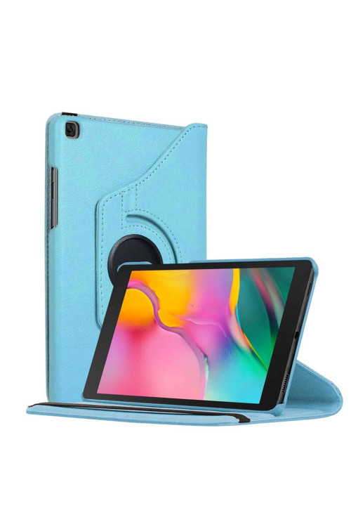 Samsung Galaxy Tab A7 T500 Deri Kapaklı 360 Kılıf Açık Mavi