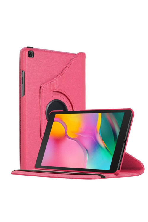 Samsung Galaxy Tab A7 T500 Deri Kapaklı 360 Kılıf Pembe