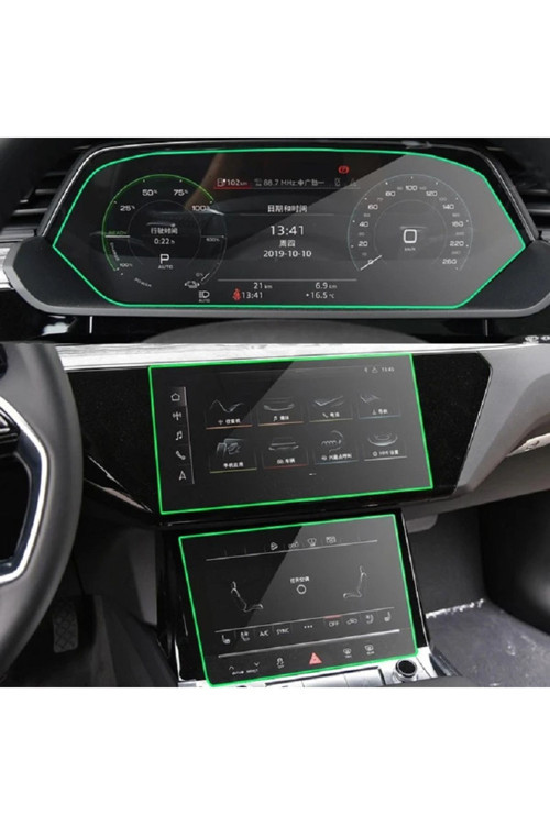 Audi Q8 2020-2023 Gösterge Ve Multimedya Çift Ekran Koruyucu Navigasyon 9H Nano Ekran Koruyucu
