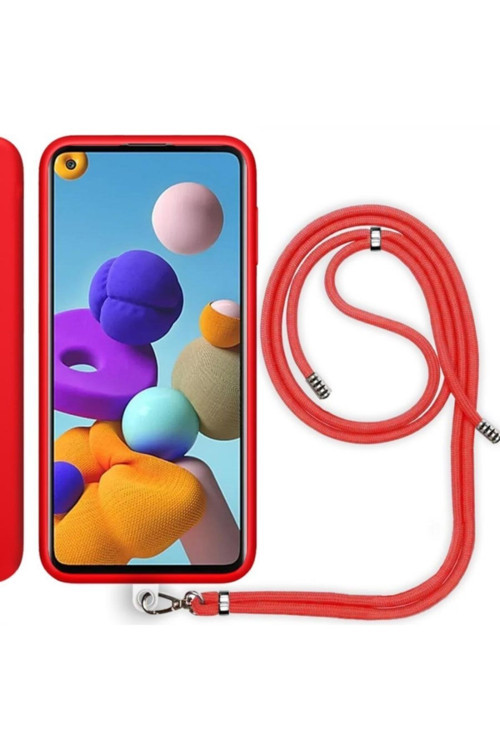 Samsung Galaxy A21S (A217F) Ip Askılı Silikon Kılıf Kırmızı