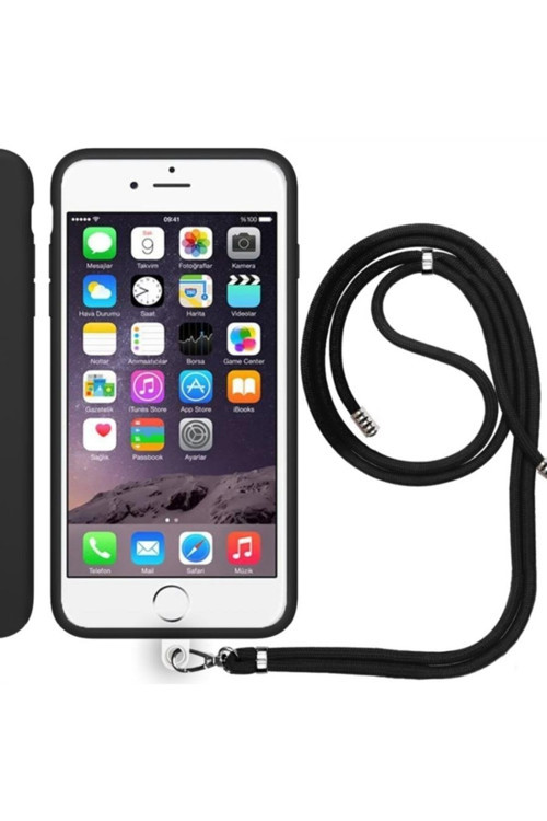 Apple Iphone 6S Plus Ip Askılı Silikon Kılıf Siyah