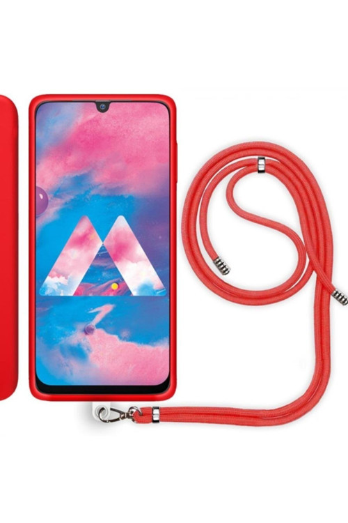 Samsung Galaxy M30 (M305F) Ip Askılı Silikon Kılıf Kırmızı
