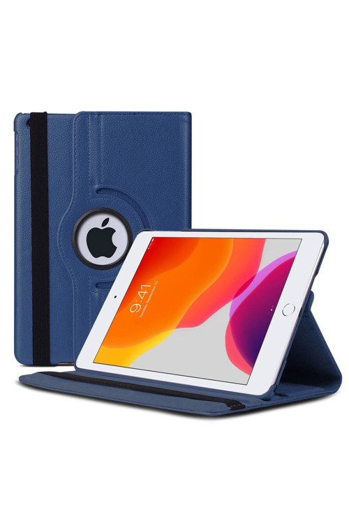 Apple Ipad 10.2'' 7. Nesil (A2197-A2200-A2198) Deri Kapaklı 360 Kılıf Lacivert