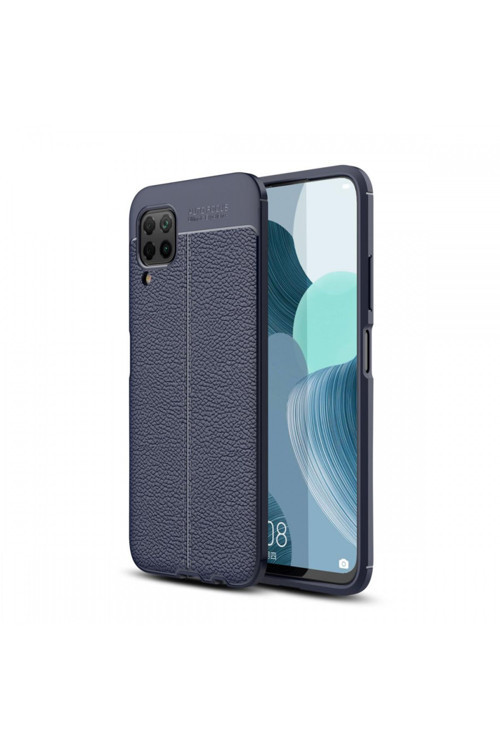 Huawei P40 Lite Deri Görünümlü Silikon Lacivert