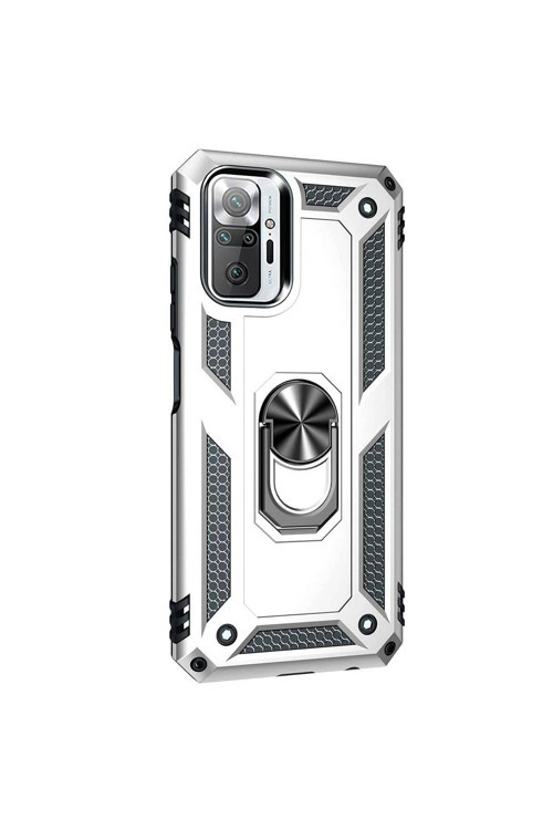Xiaomi Redmi Note 10 Pro Yüzüklü Tank Kılıf Gümüş