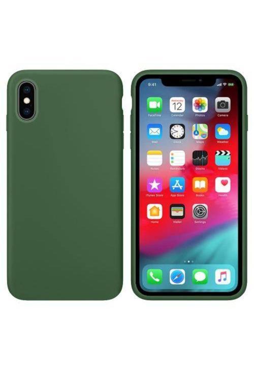 Apple Iphone X Içi Kadife Silikon Kılıf Yeşil