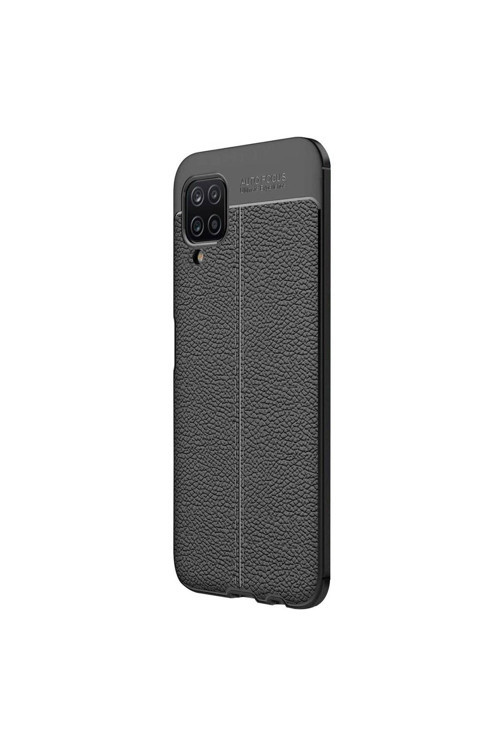 Samsung Galaxy M12 Deri Görünümlü Silikon Siyah