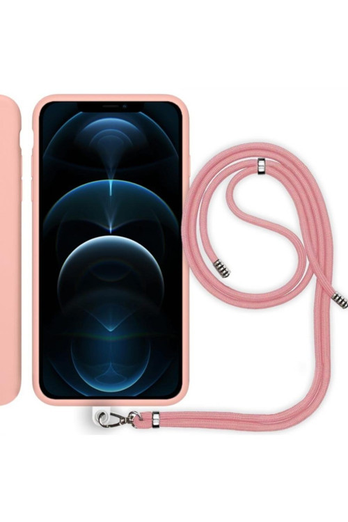Apple Iphone 12 Mini 5.4'' Ip Askılı Silikon Kılıf Pembe