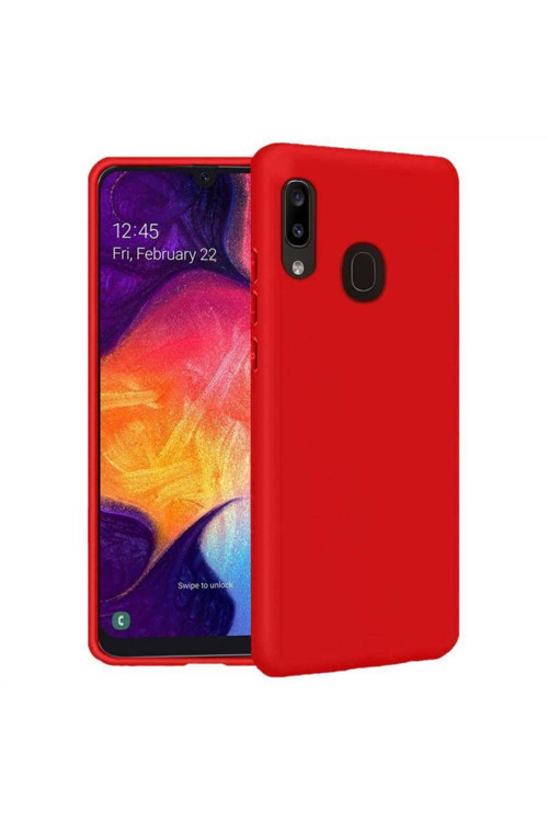 Samsung Galaxy A20 Içi Kadife Silikon Kılıf Kırmızı
