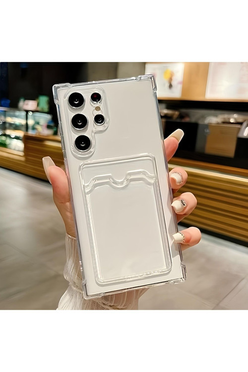 Samsung Galaxy S23 Ultra Transparent Kartlıklı Antişok Kılıf Şeffaf