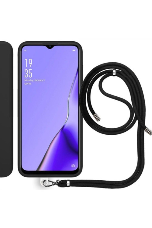 Oppo A52 Ip Askılı Silikon Kılıf Siyah