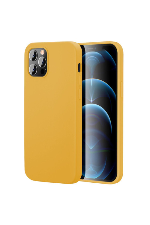 Apple Iphone 12 Pro Max 6.7'' Ince Mat Silikon Kılıf Sarı