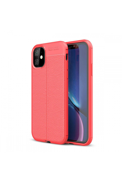 Apple Iphone 11 Deri Görünümlü Silikon Kırmızı