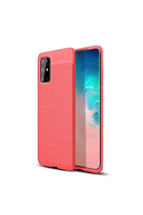 Samsung Galaxy S20 Plus Deri Görünümlü Silikon Kırmızı