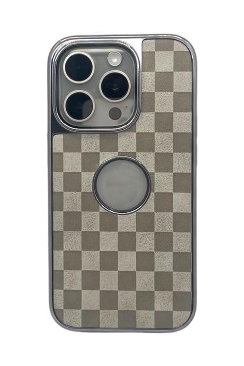 Hole Checkers Case Bej İphone 14 Pro
