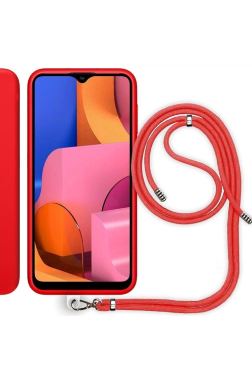 Samsung Galaxy A20S (A207F) Ip Askılı Silikon Kılıf Kırmızı