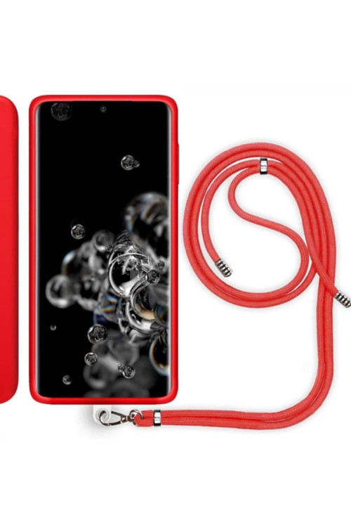 Samsung Galaxy S20 Ultra (G988B) Ip Askılı Silikon Kılıf Kırmızı