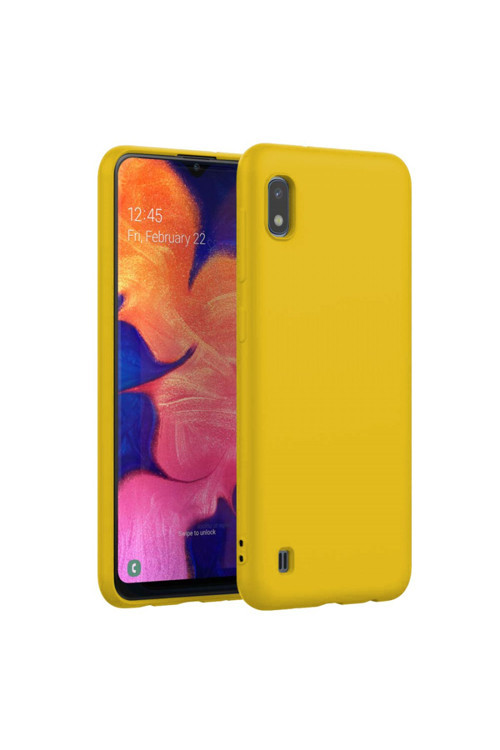 Samsung Galaxy M10 Ince Mat Silikon Kılıf Sarı
