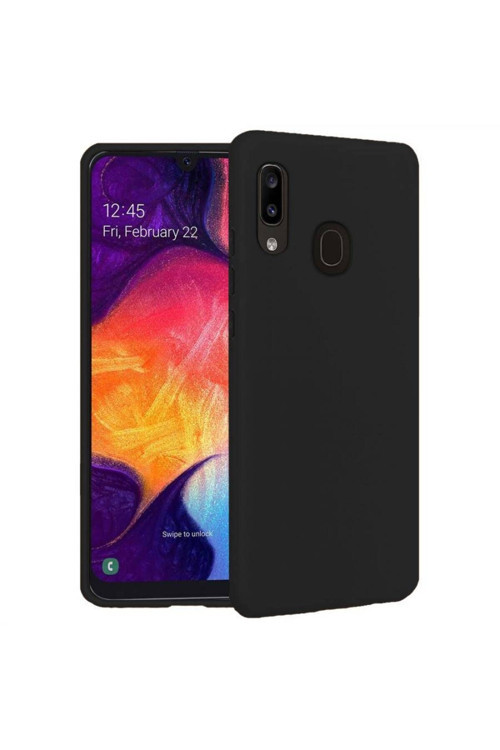 Samsung Galaxy A20 Içi Kadife Silikon Kılıf Siyah