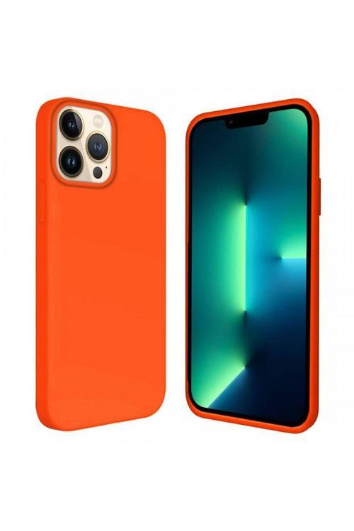 Apple Iphone 13 Pro 6.1'' Içi Kadife Silikon Kılıf Turuncu