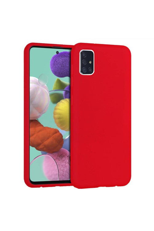 Samsung Galaxy A71 Içi Kadife Silikon Kılıf Kırmızı