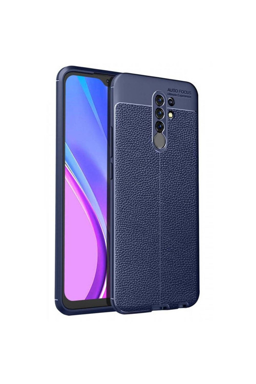 Xiaomi Redmi 9 Deri Görünümlü Silikon Lacivert