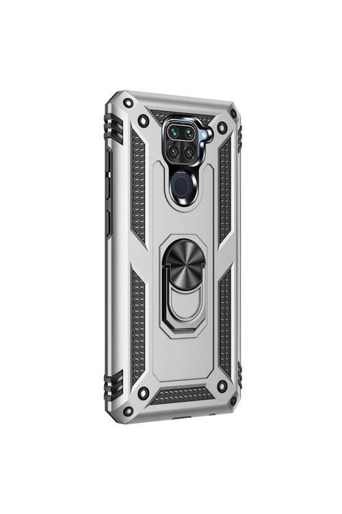 Xiaomi Redmi Note 9 Yüzüklü Tank Kılıf Gümüş